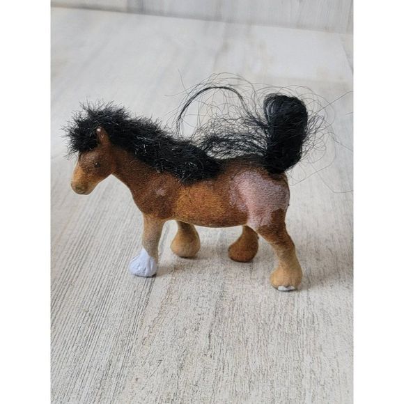 Flocked brown pony horse AS IS Animal Farm toy - Picture 1 of 8